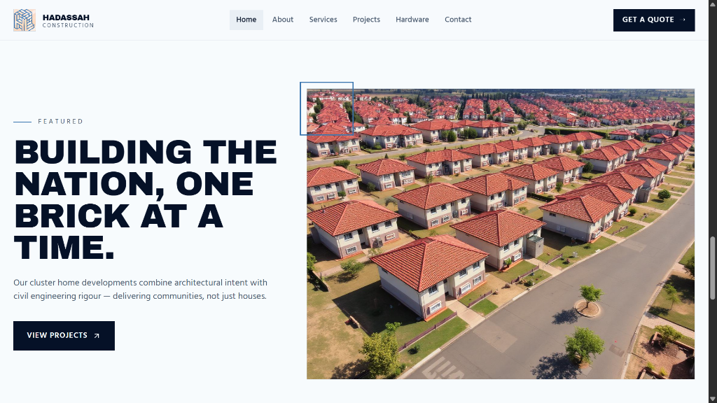 Hadassah Construction cluster home developments and civil engineering portal