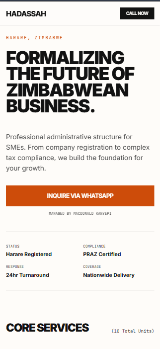 Hadassah Services business formalization and compliance portal